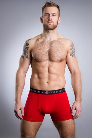 British Boxers Fire Engine Red Stretch Trunk